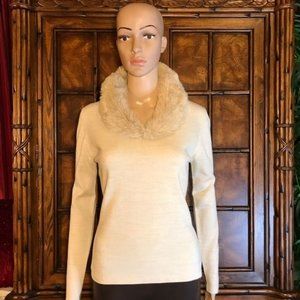Apart Wool Blend Sweater w/ Detachable Faux Fur Collar